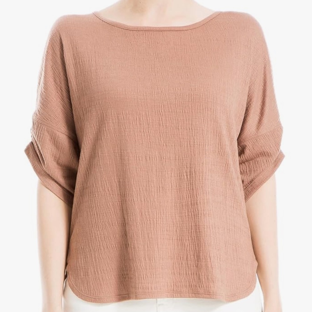 Max Studio Women's Crinkle Jersey Cinched Sleeve Knit Top xs